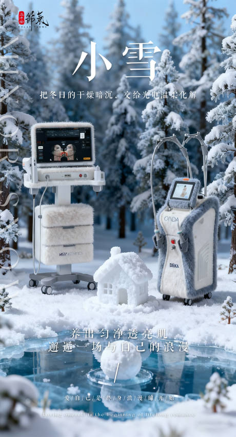 源文件下載【享設計】搜索編號：40350034128984413【美業儀器小雪節氣海報】