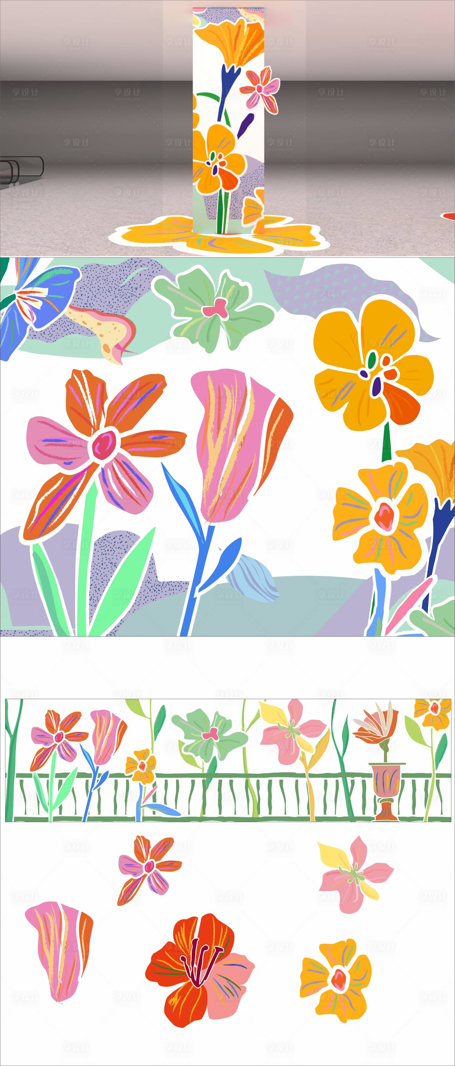 源文件下载【享设计】搜索编号：48910034136725441【现代商场商业春季花朵美陈装饰】