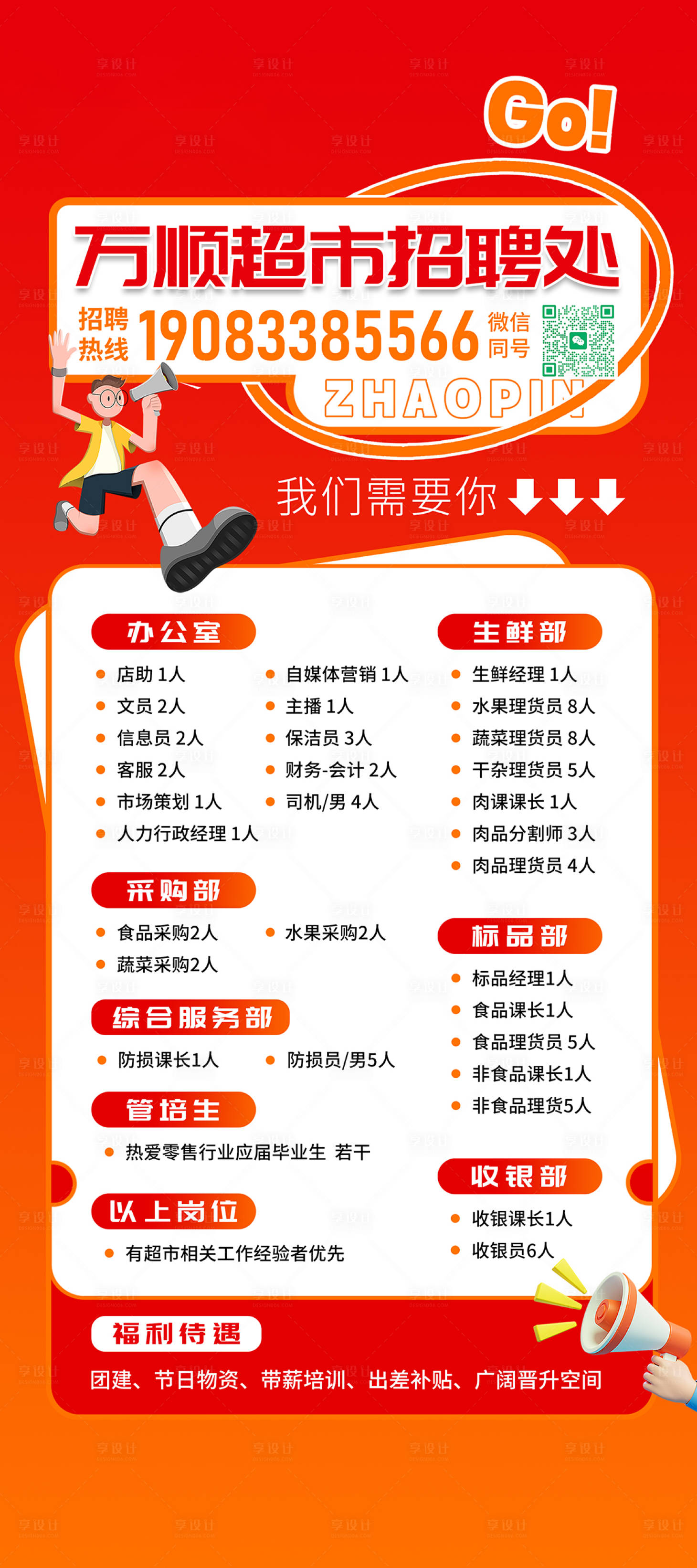 源文件下載【享設(shè)計】搜索編號：76650034010564609【超市招聘展架】