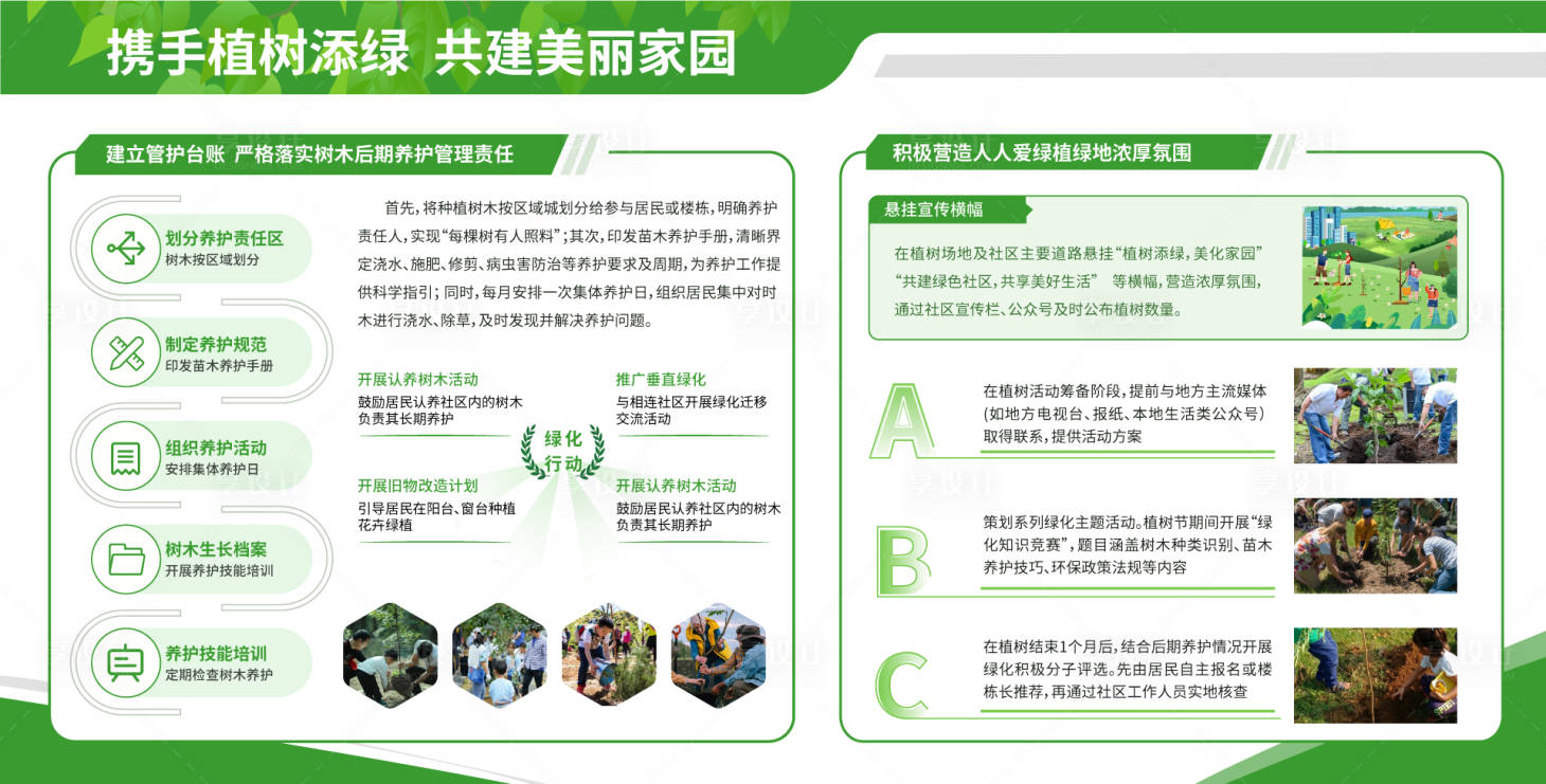源文件下载【享设计】搜索编号：10330033912401194【植树共建家园党建活动社区活动公益展板】