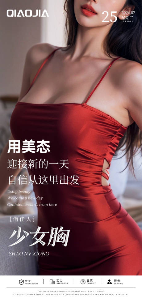 源文件下載【享設(shè)計(jì)】搜索編號：40850034007562841【醫(yī)美隆胸早安海報(bào)】