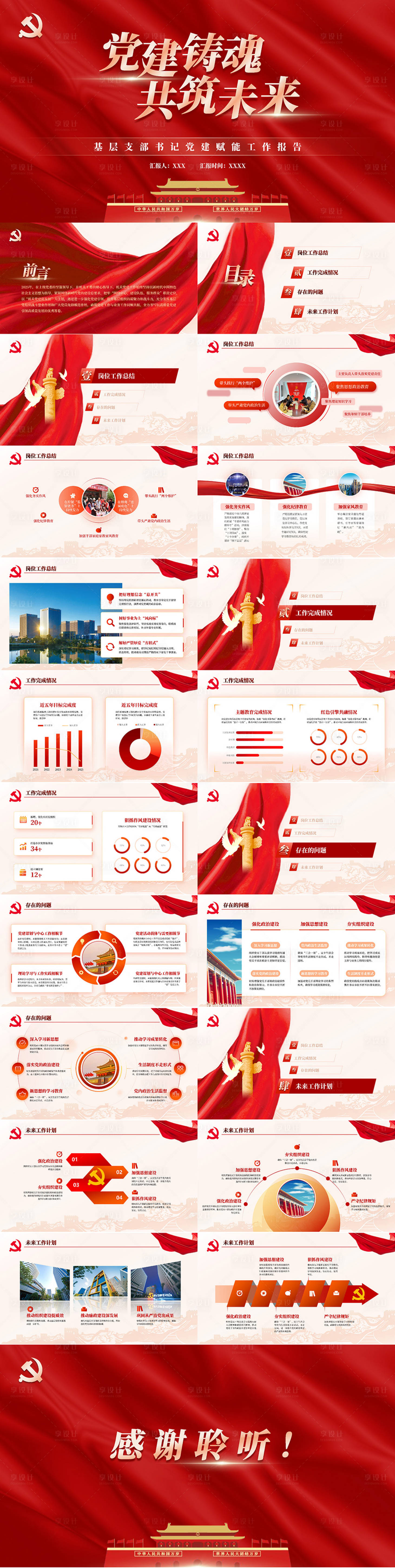 源文件下载【享设计】搜索编号：36720034200578330【党建汇报年终总结汇报PPT】