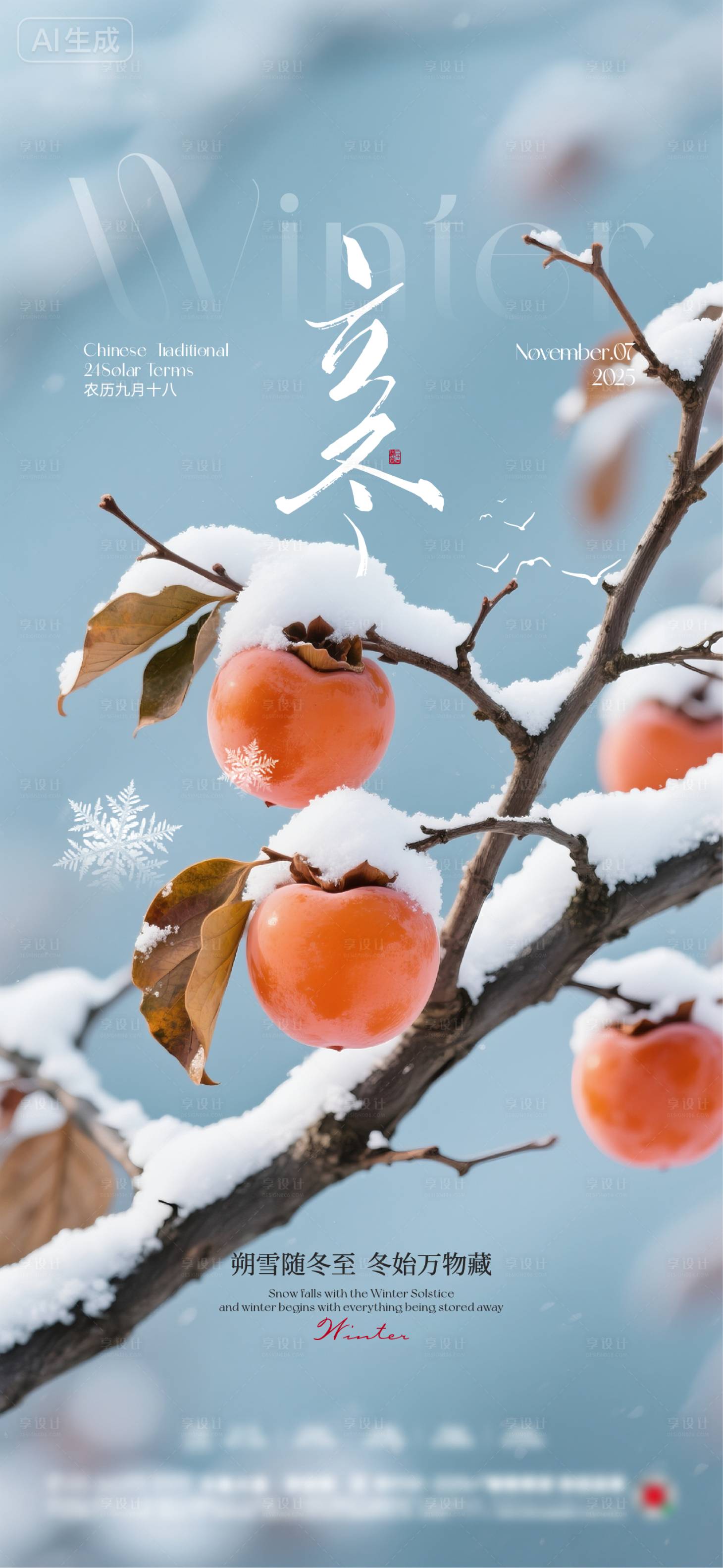 源文件下载【享设计】搜索编号：45770033850624151【立冬大雪节气海报】