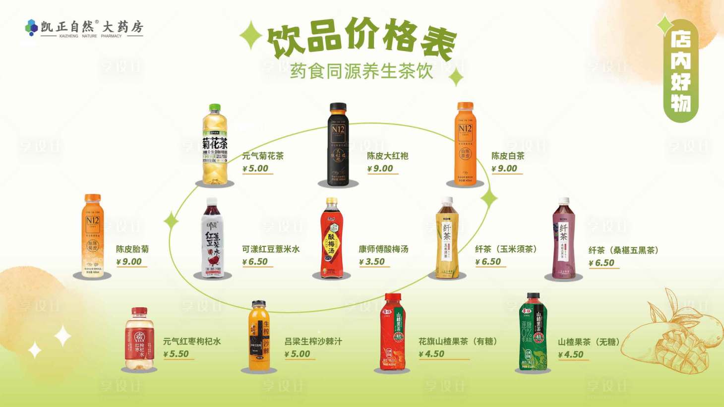 源文件下载【享设计】搜索编号：79110034208533925【饮料价格表海报展板】