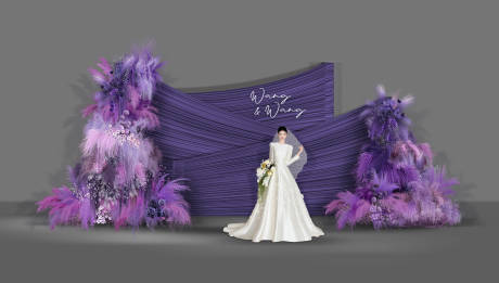 源文件下载【享设计】搜索编号：15580034280405395【紫色布幔简约韩式婚礼签到布置】