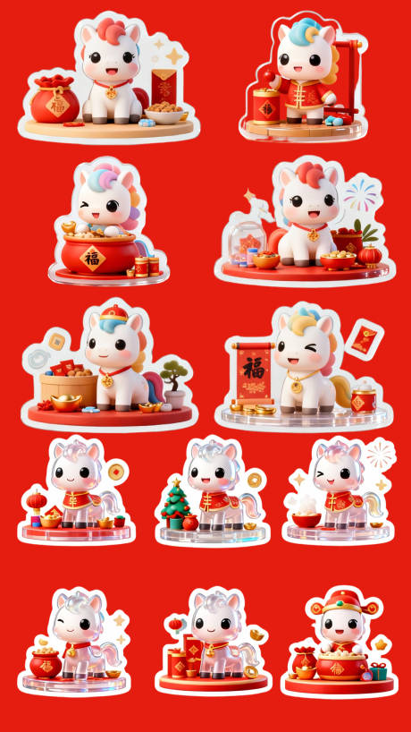 源文件下载【享设计】搜索编号：91030033884231812【马年卡通立体贴纸】