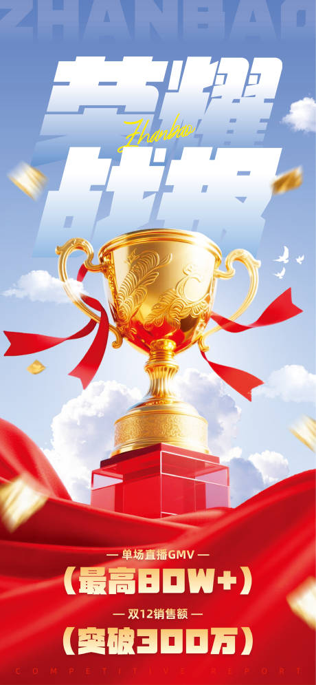 源文件下载【享设计】搜索编号：63150033967234794【蓝色合成风双12产品销售额喜报战报】