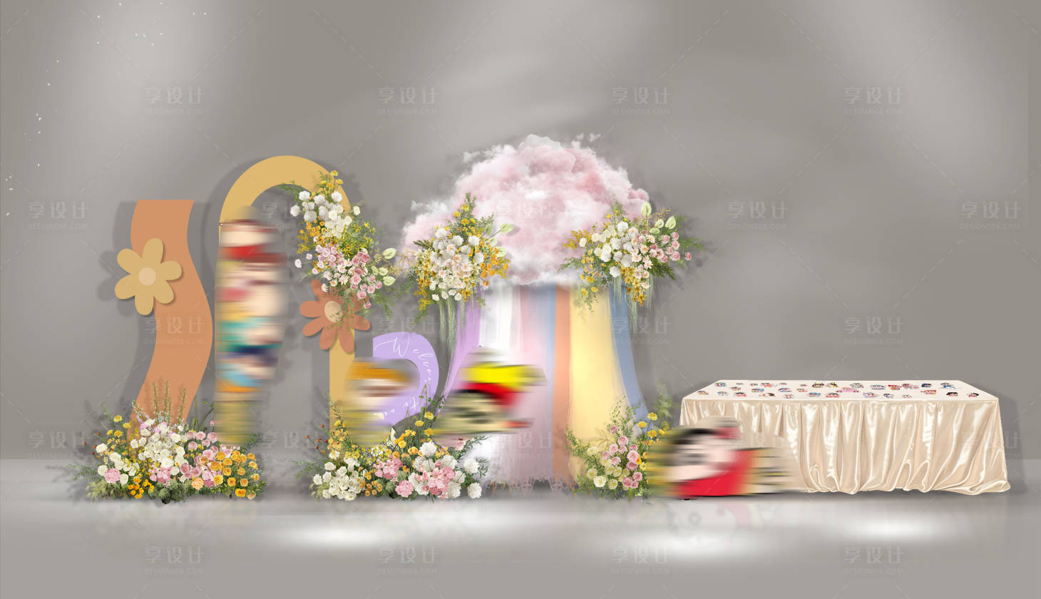 源文件下载【享设计】搜索编号：26150034280086073【卡通蜡笔小新主题婚礼签到区布置】