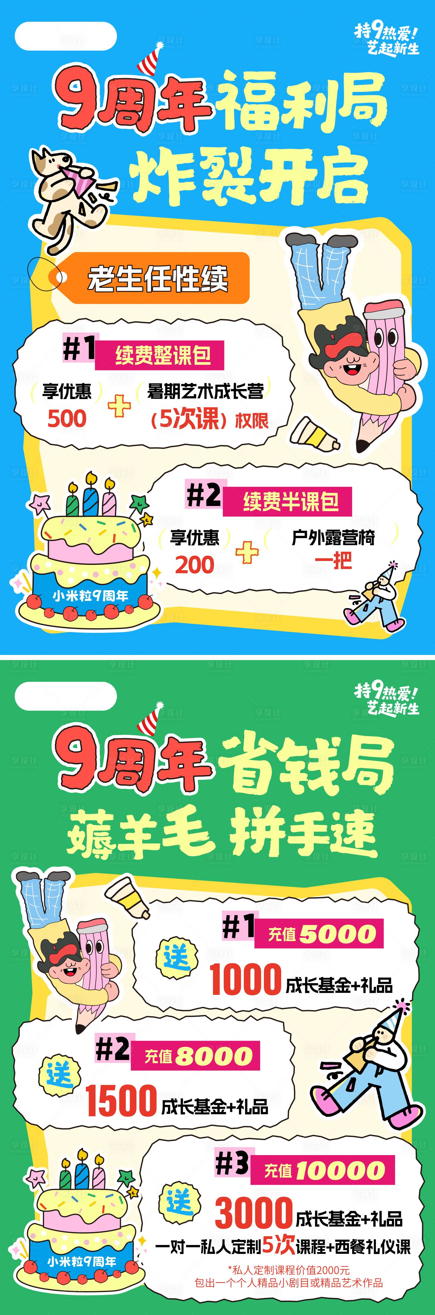 源文件下载【享设计】搜索编号：29560034017135401【教培美术机构周年活动海报】