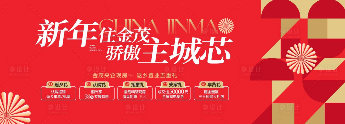 源文件下载【享设计】搜索编号：58210033859933251【房地产主画面新年置业海报展板】