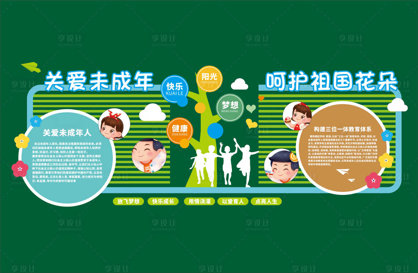 源文件下载【享设计】搜索编号：37410033975107229【卡通风校园文化墙】