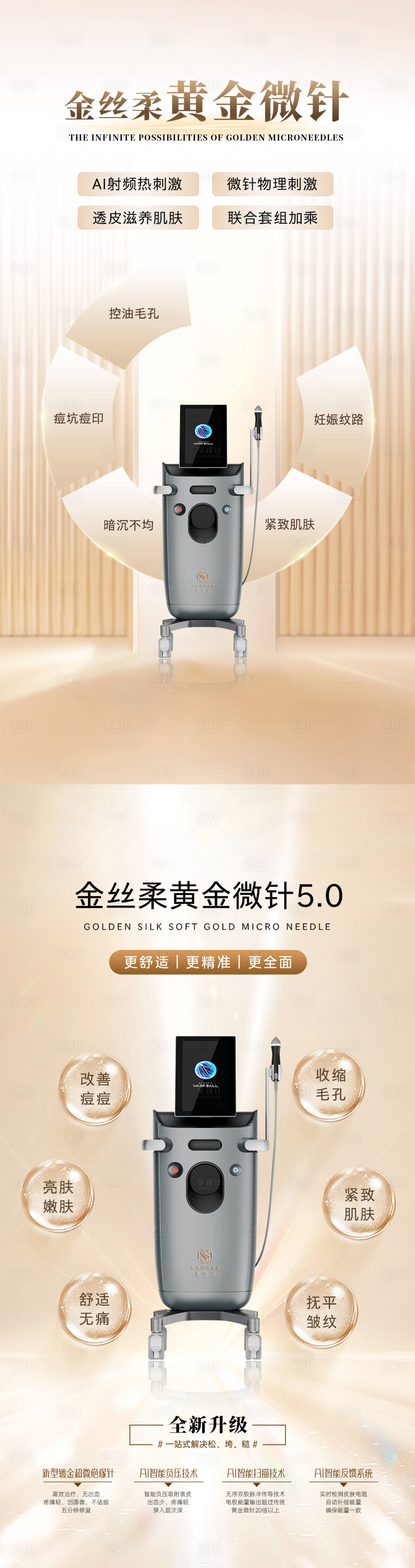 源文件下载【享设计】搜索编号：79180033920446346【医美黄金微针仪器海报】