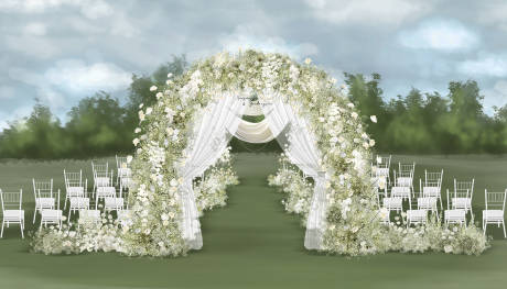 源文件下载【享设计】搜索编号：45200034208345406【白绿色满天星户外游园会草坪婚礼】