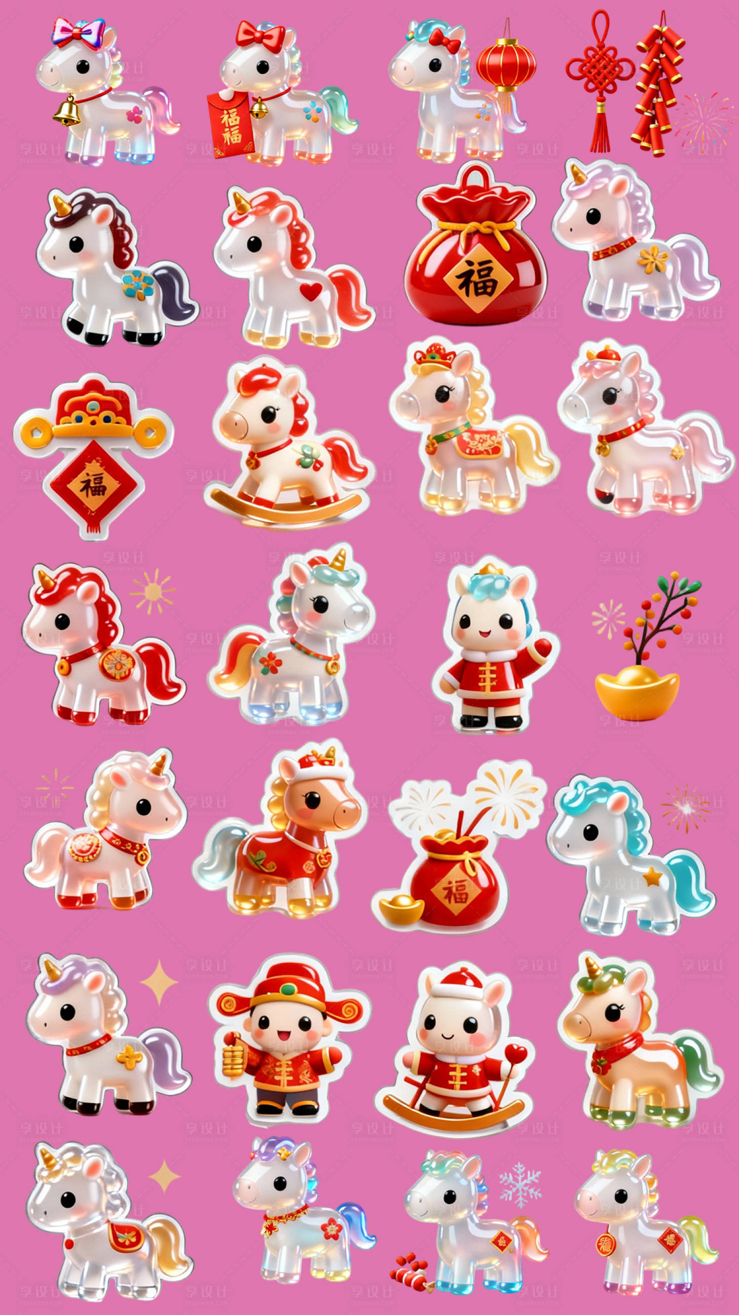 源文件下载【享设计】搜索编号：73020033872727470【马年卡通立体贴纸】