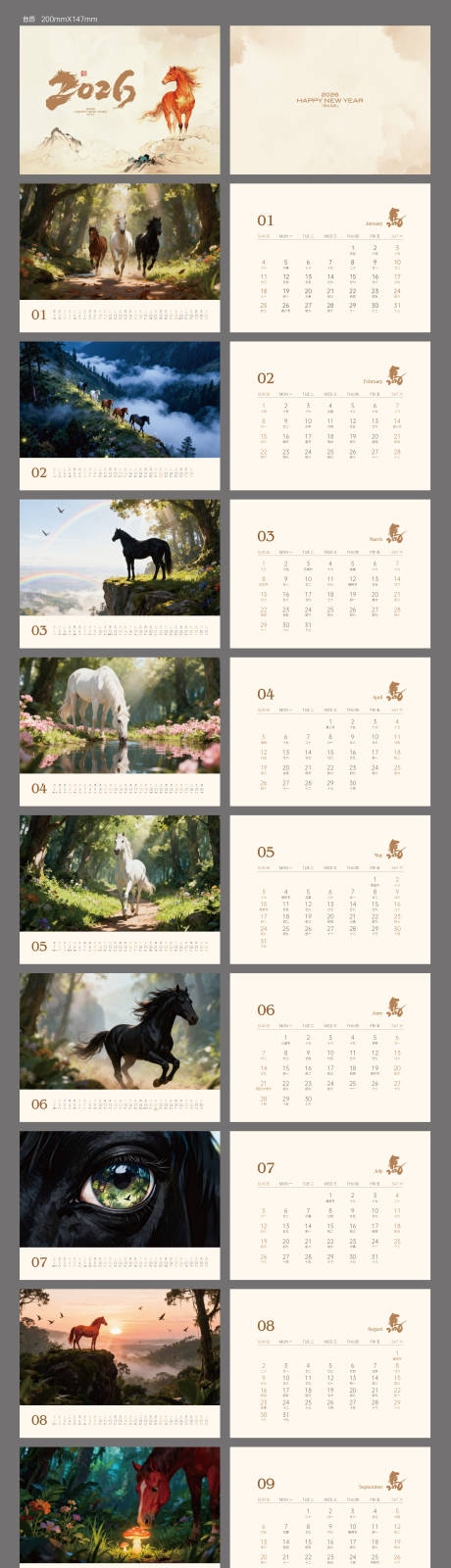 源文件下载【享设计】搜索编号：68570033917347399【2026马年日历台历】