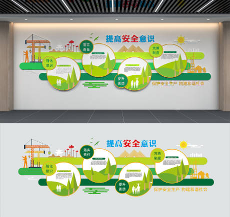 源文件下載【享設計】搜索編號：60010034135974468【工地企業發展歷程安全生產文化墻 】