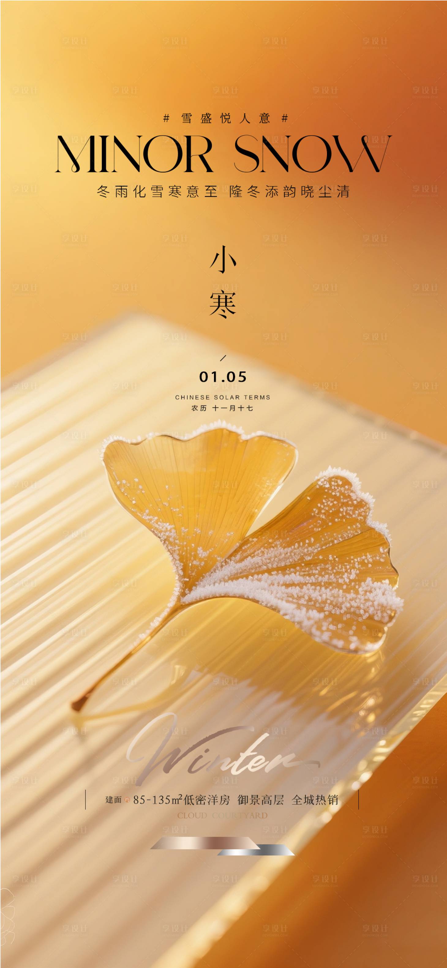 源文件下载【享设计】搜索编号：28650034201984957【地产小寒质感海报】