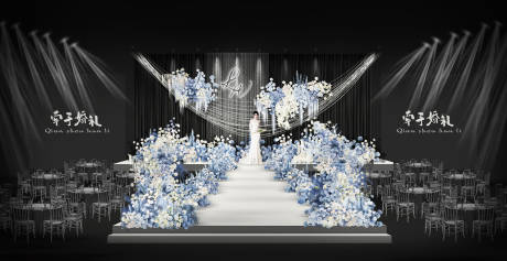源文件下载【享设计】搜索编号：29000034280023133【白色线帘水晶珠帘蓝白色婚礼】