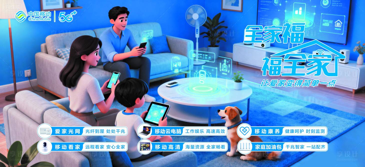 源文件下载【享设计】搜索编号：16030033905836257【家庭智能海报展板】