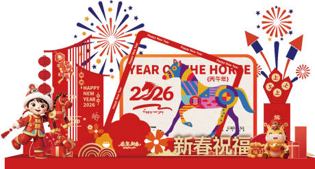 源文件下载【享设计】搜索编号：12670034209442627【马年堆头特装美陈】