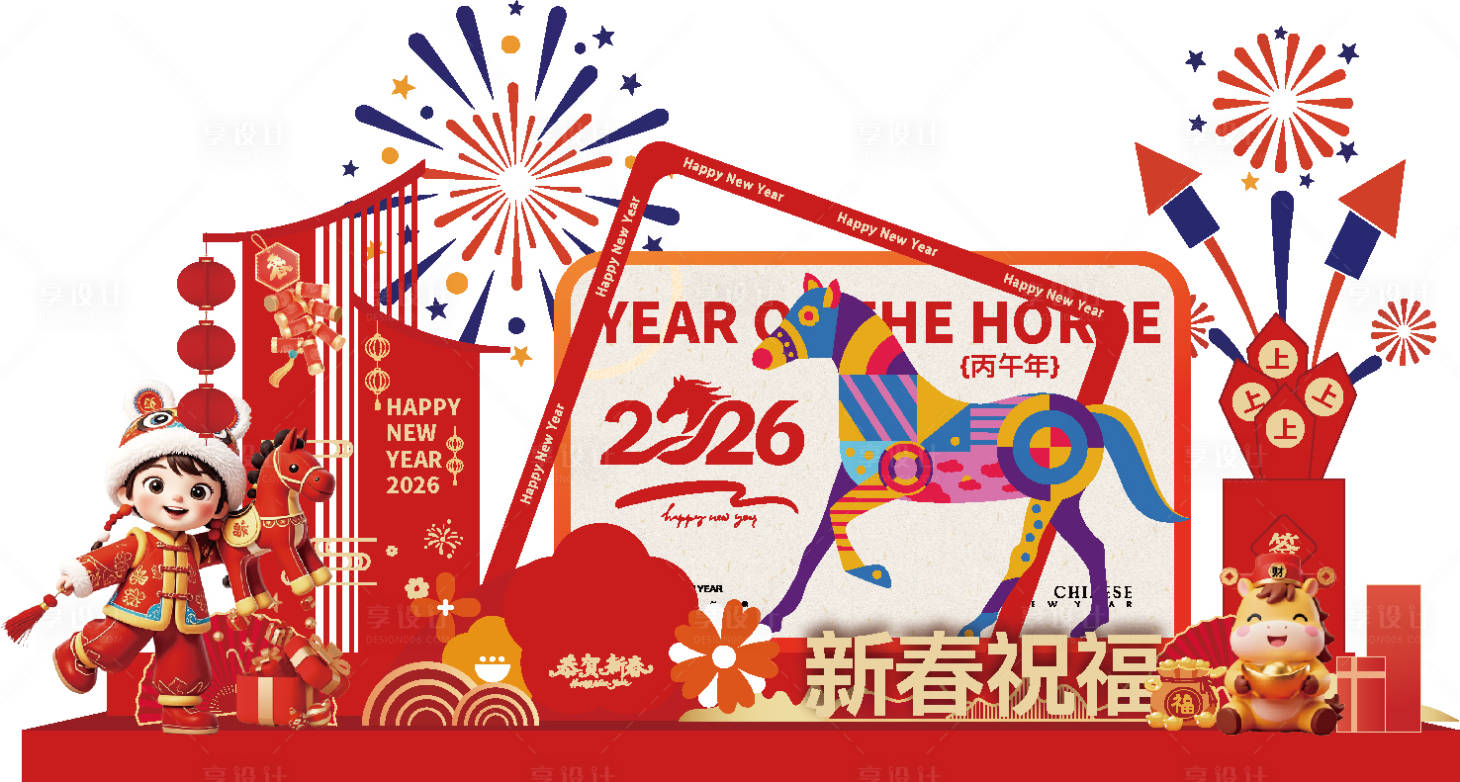 源文件下载【享设计】搜索编号：12670034209442627【马年堆头特装美陈】