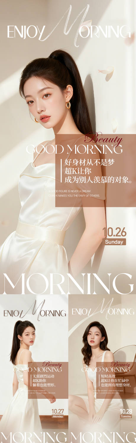 源文件下载【享设计】搜索编号：93630033865365488【微商医美美业减肥早安图日签图AI模特】