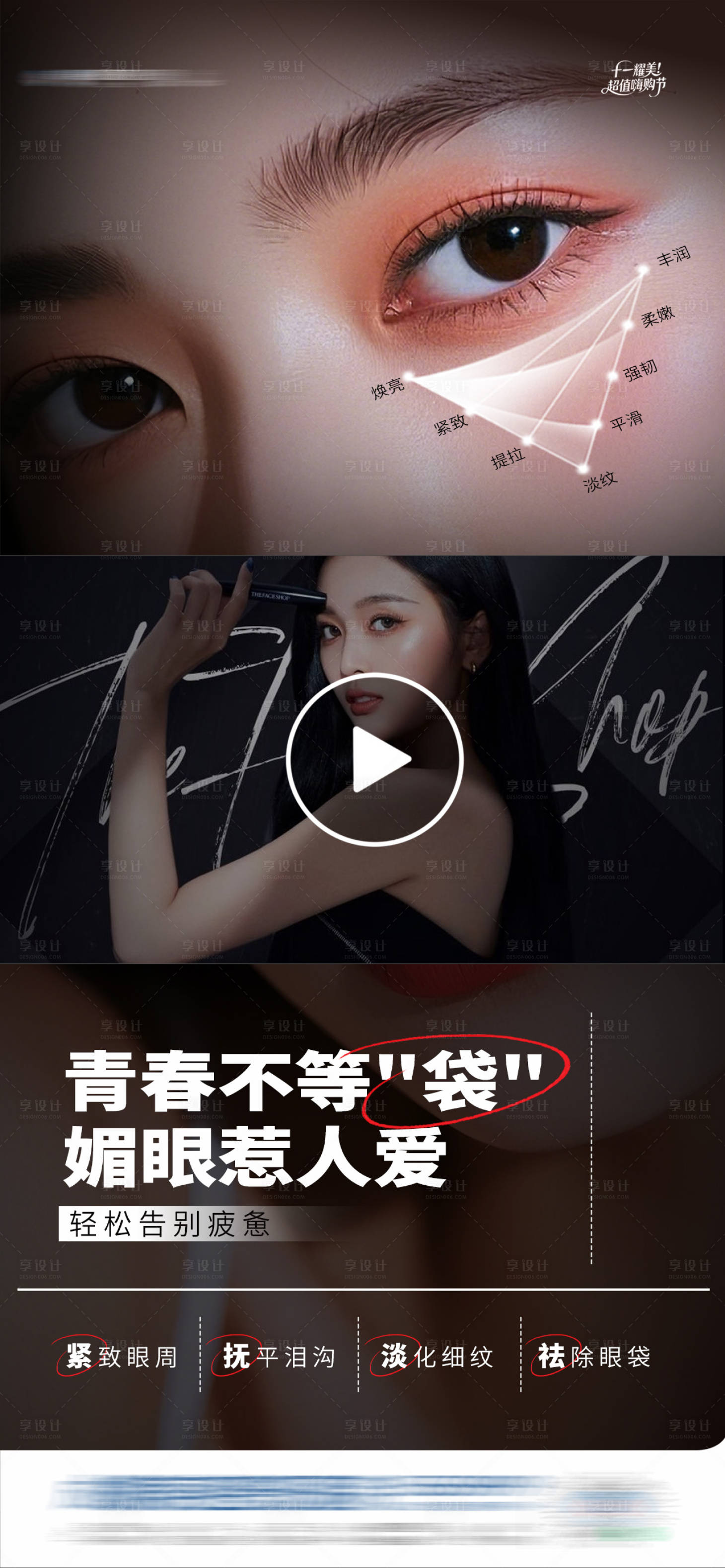 源文件下载【享设计】搜索编号：84430034043996972【医美三联祛眼袋视频框海报】