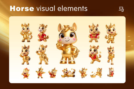 源文件下载【享设计】搜索编号：44910033931356579【金马矢量元素卡通图案 】