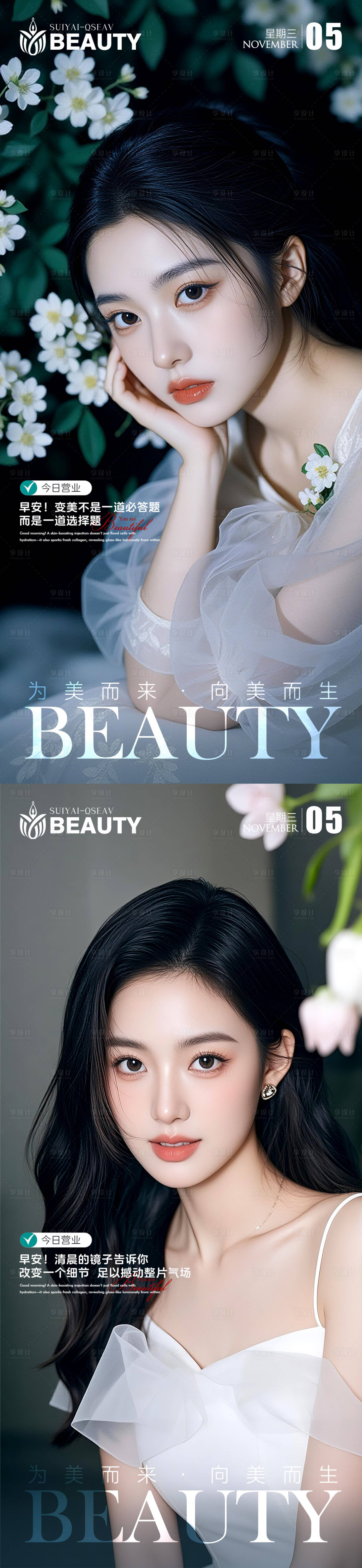 源文件下载【享设计】搜索编号：17320033869176939【医美早安图旅游系列海报】