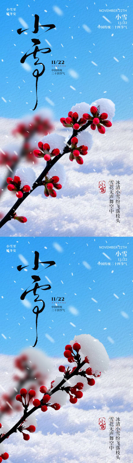 源文件下载【享设计】搜索编号：94080034124494077【小雪节气梅花实景海报】