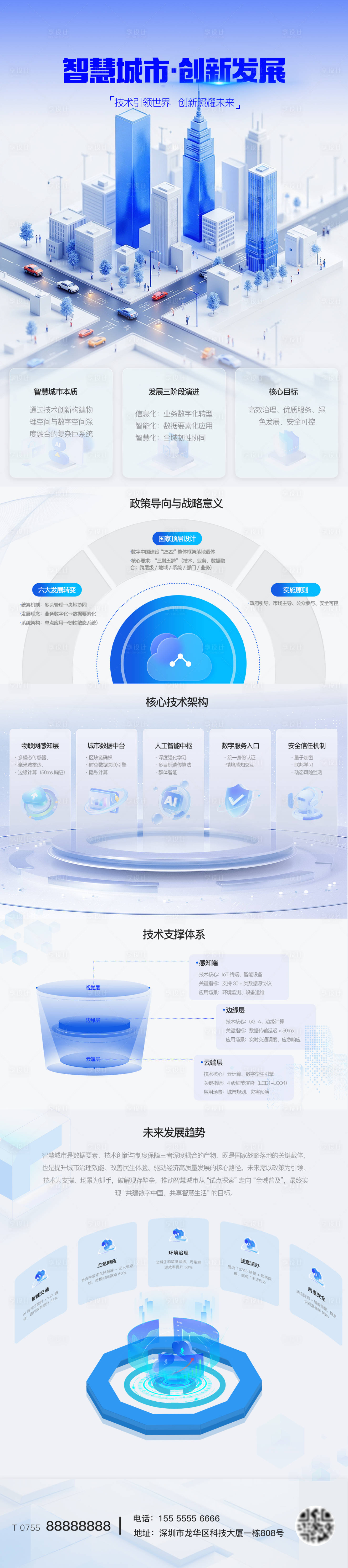 源文件下载【享设计】搜索编号：57420033826402180【蓝色科技长图智慧城市·创新发展海报】