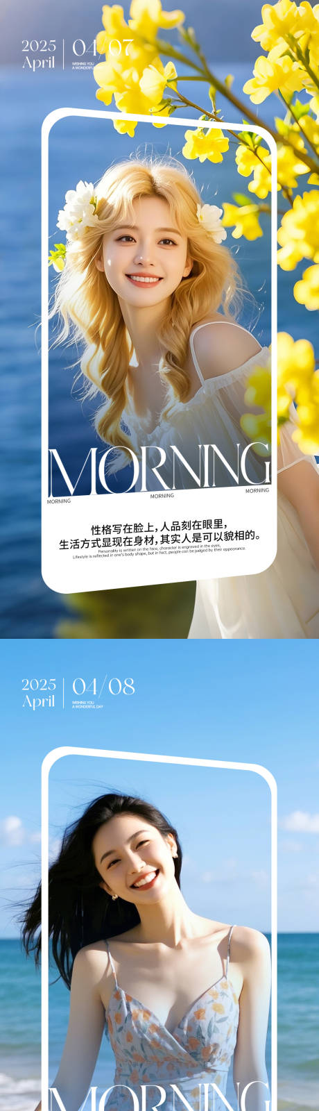 源文件下载【享设计】搜索编号：61870034103092045【微商医美美业减肥早安图日签图AI海报】