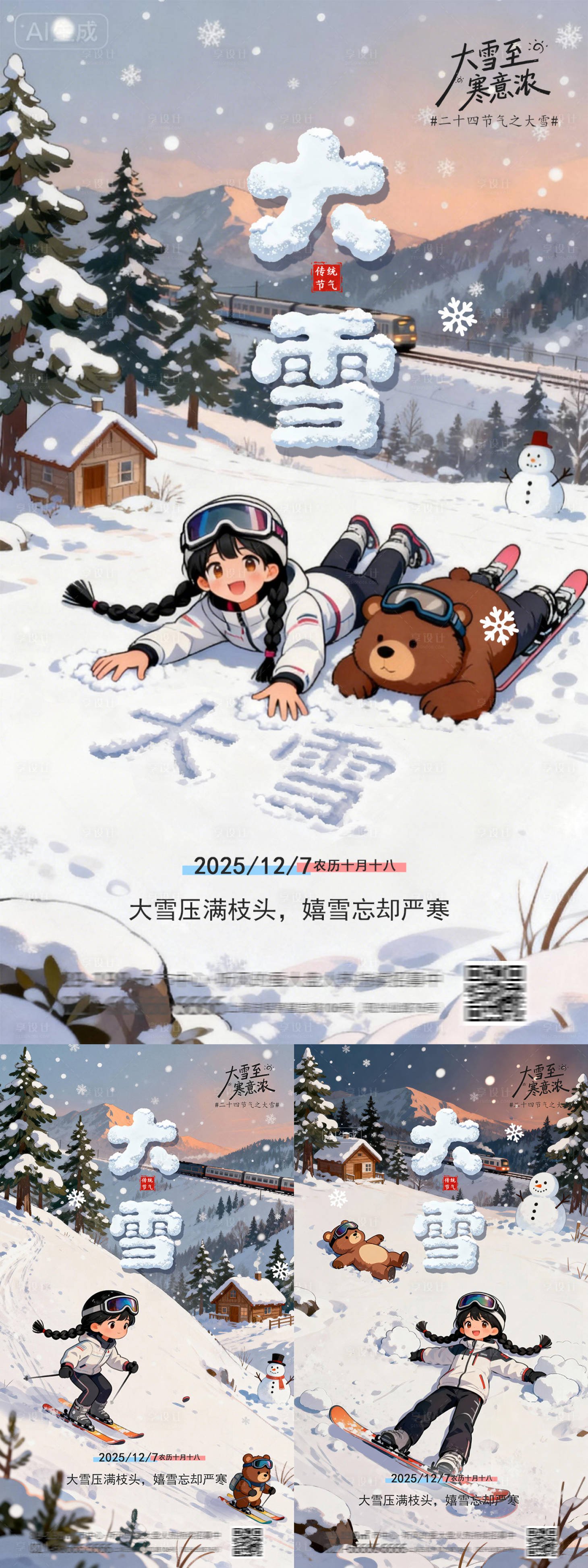 源文件下载【享设计】搜索编号：27340034177143010【大雪节气系列海报】