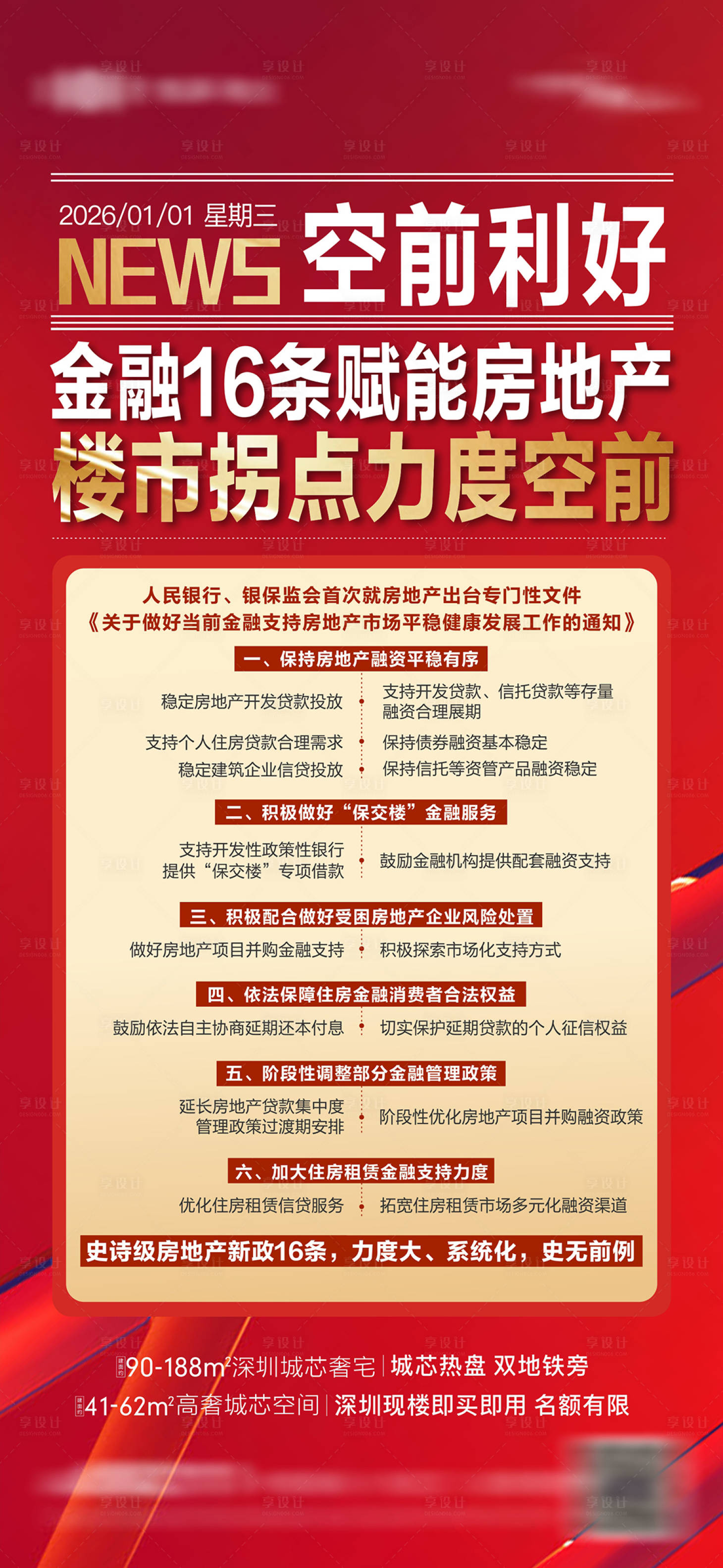 源文件下载【享设计】搜索编号：80920034082217117【现房楼市利好大字报海报】