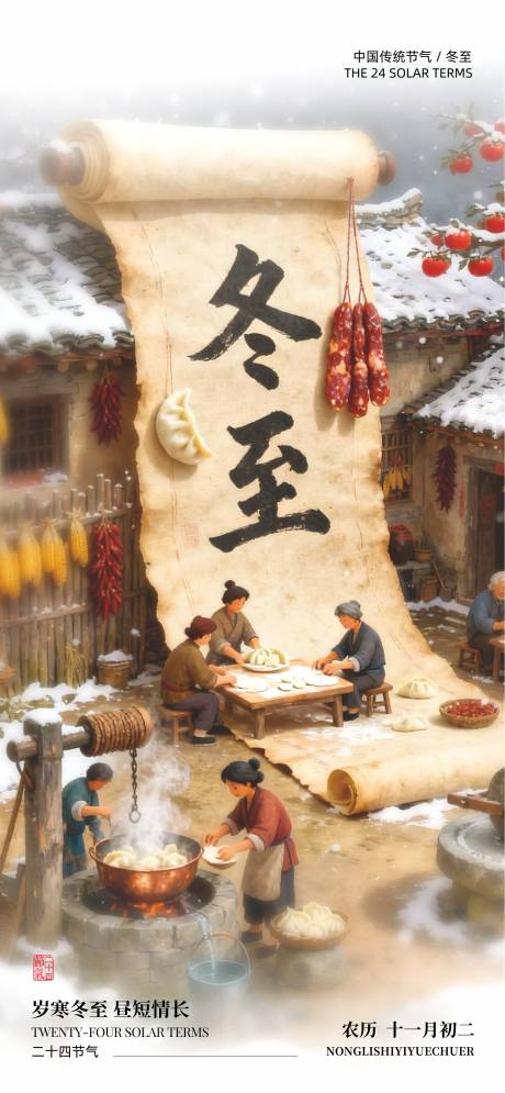 源文件下载【享设计】搜索编号：67540034084599559【冬至节气中式海报】