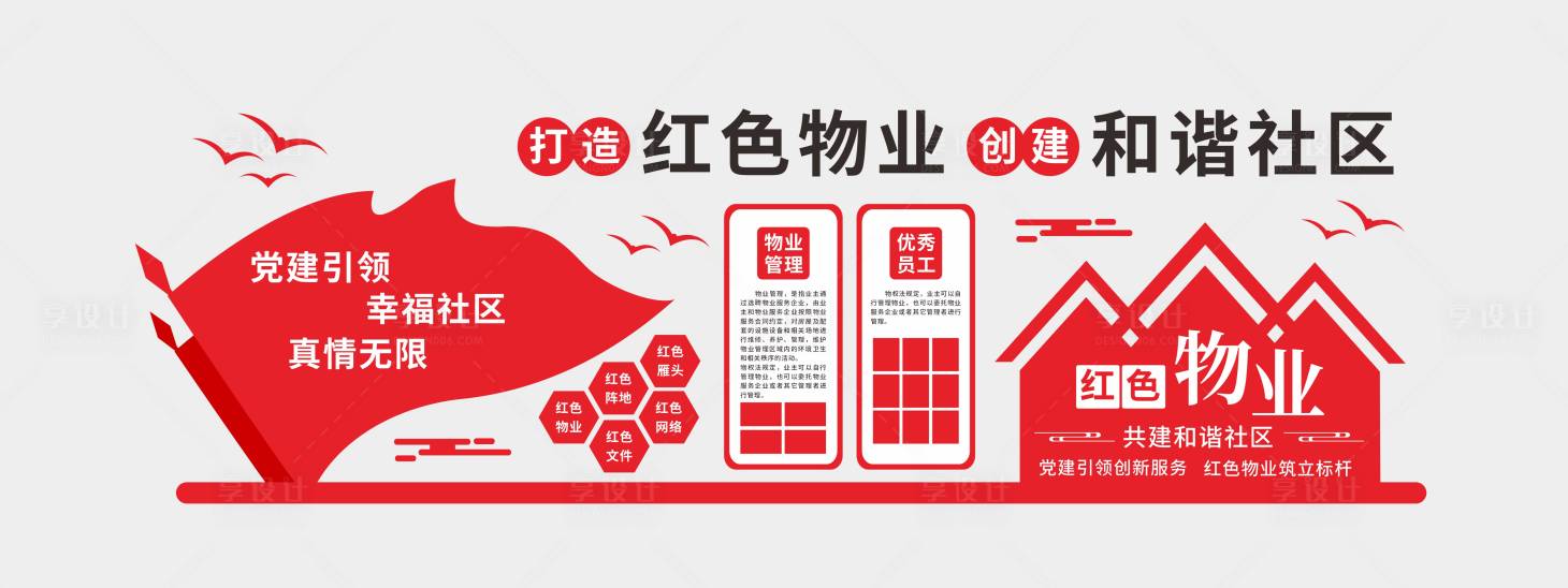 源文件下载【享设计】搜索编号：40180034179951372【打造红色物业共建和谐社区】