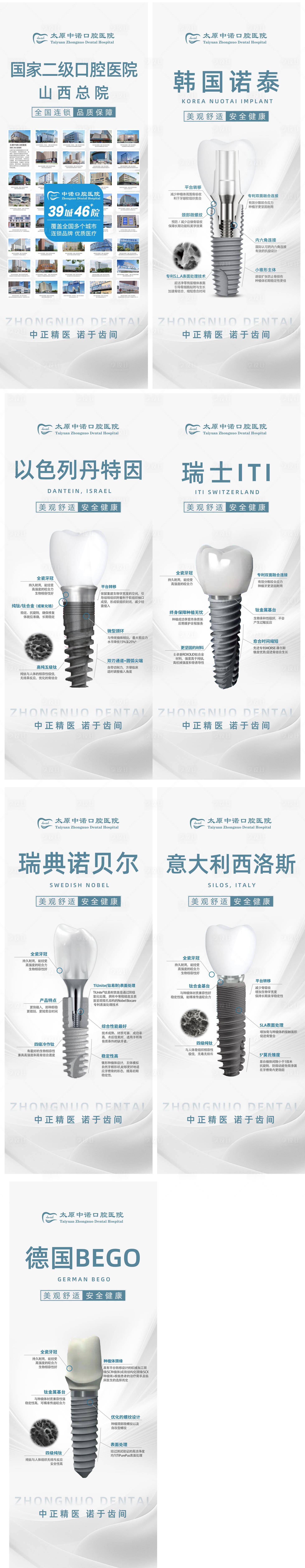 源文件下载【享设计】搜索编号：81020034108556694【口腔医院各类种植体系列海报】