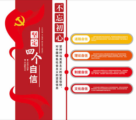 源文件下载【享设计】搜索编号：62640034031936165【四个自信党建文化墙】
