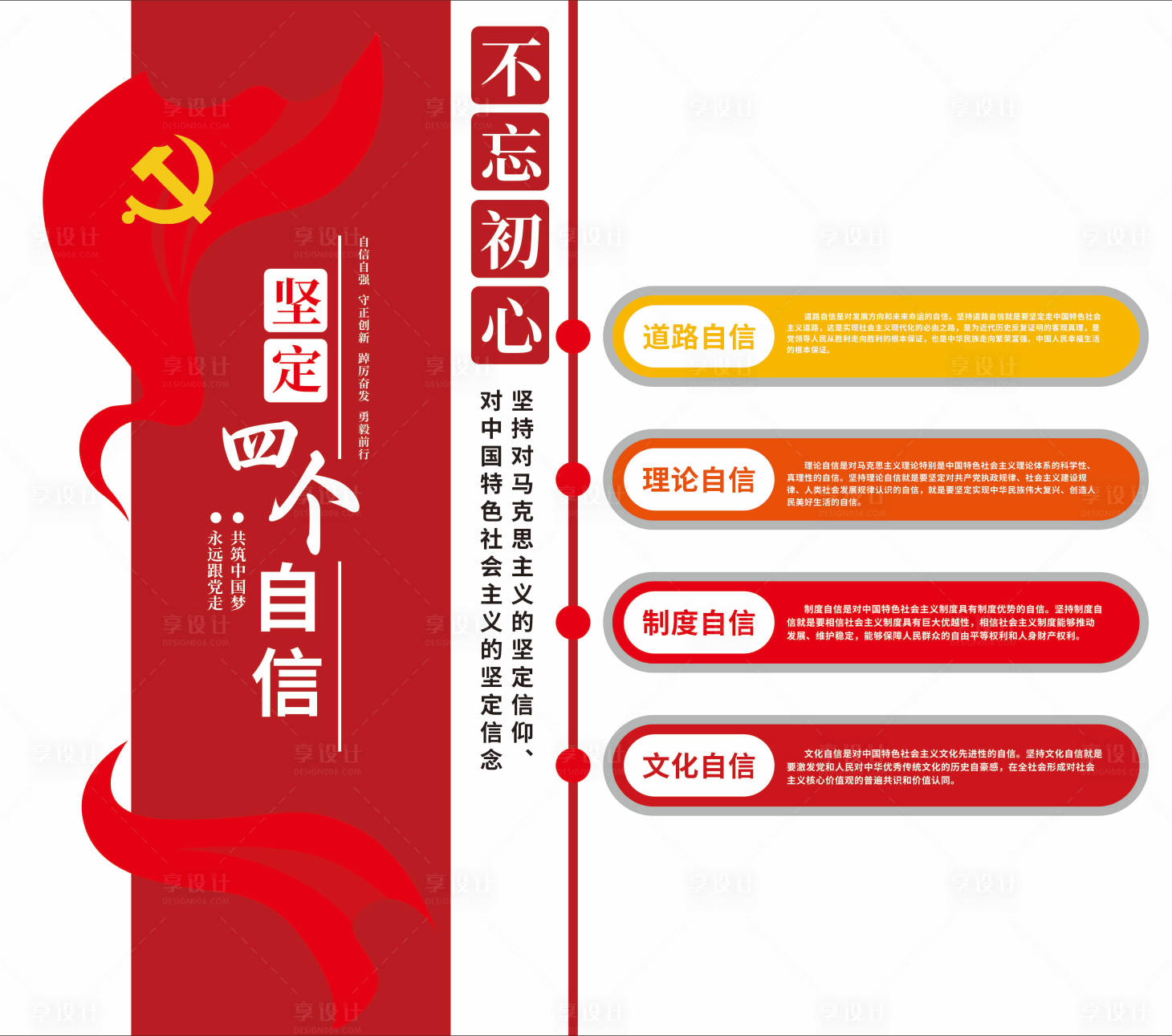 源文件下载【享设计】搜索编号：62640034031936165【四个自信党建文化墙】