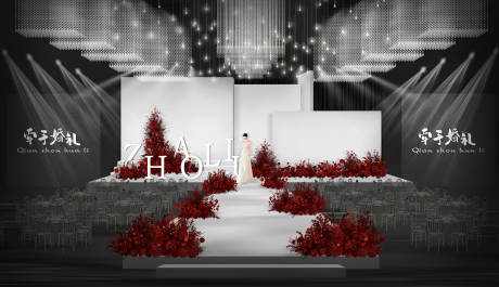 源文件下载【享设计】搜索编号：47380034280596350【白色背景板红色花艺简约韩式婚礼】