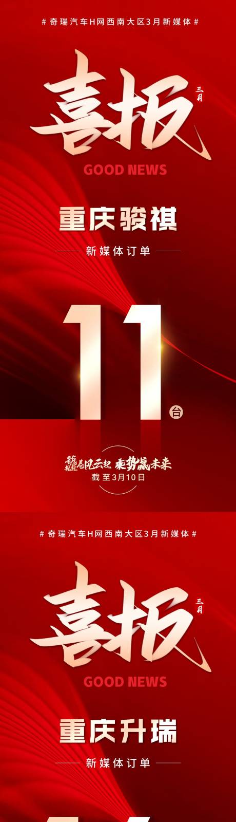 源文件下载【享设计】搜索编号：62090034190666398【新媒体订单销量喜报红金系列海报】