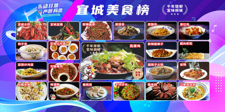 源文件下载【享设计】搜索编号：21790034231259809【宜城铁色美食榜背景板】