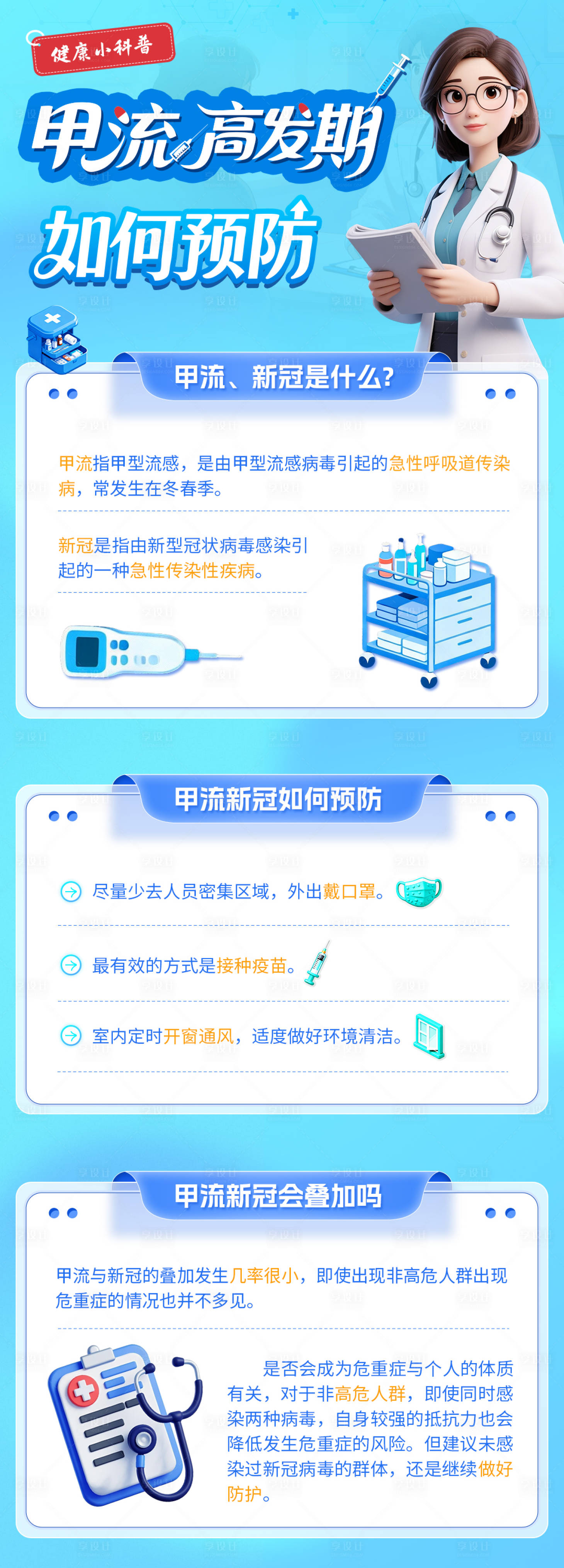 源文件下载【享设计】搜索编号：61170034060854087【科普甲流高发期如何预防海报】