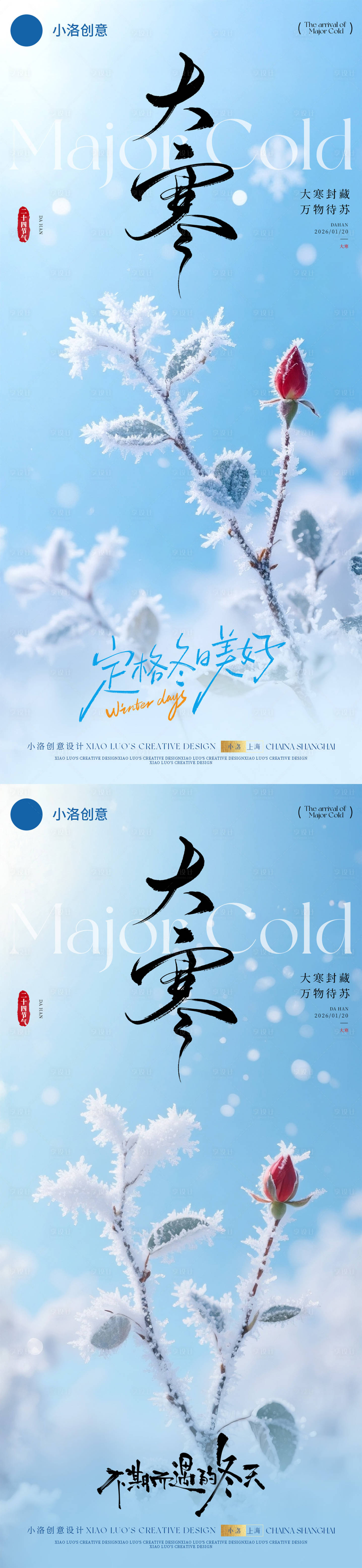 源文件下载【享设计】搜索编号：39170034075201291【大寒小寒节气梅花冰封系列海报】