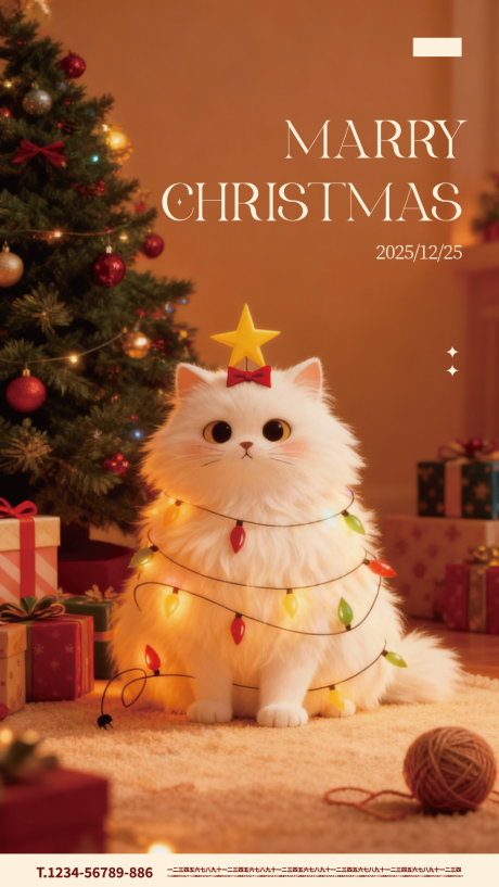 源文件下载【享设计】搜索编号：97810033869077108【圣诞可通可爱猫猫温馨海报】