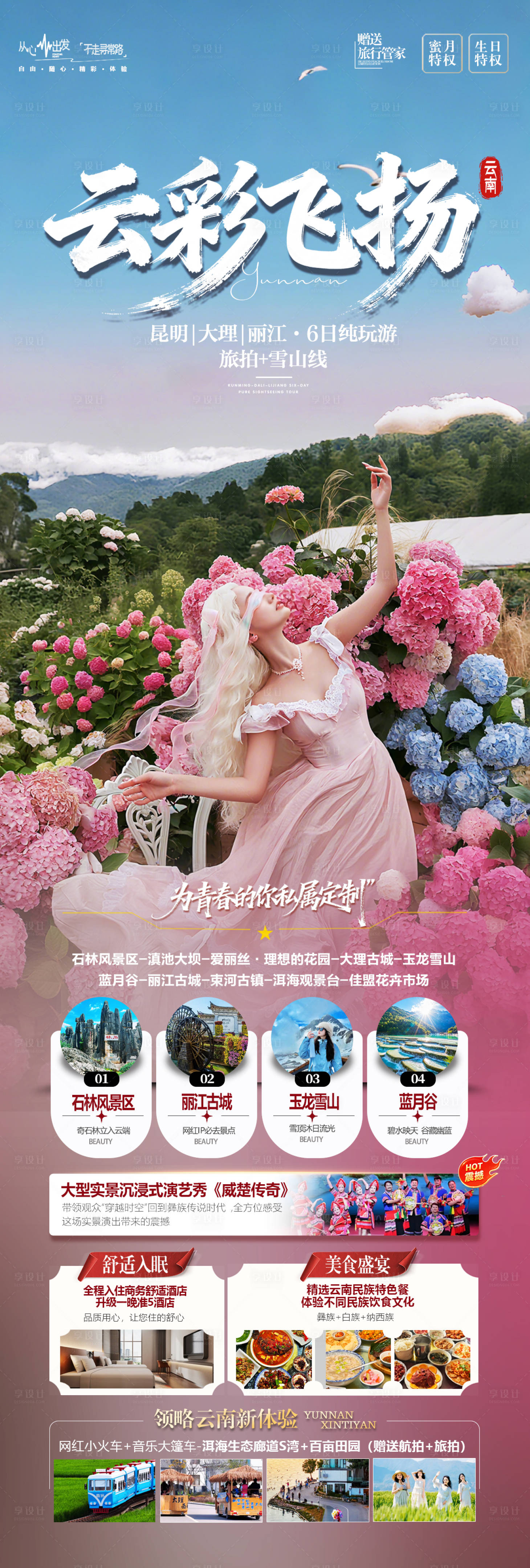 源文件下载【享设计】搜索编号：14900033860373308【云彩飞扬云南旅游长图海报】