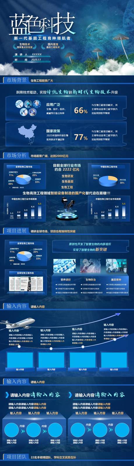 源文件下载【享设计】搜索编号：69600033868501451【蓝色-生物科技模板】