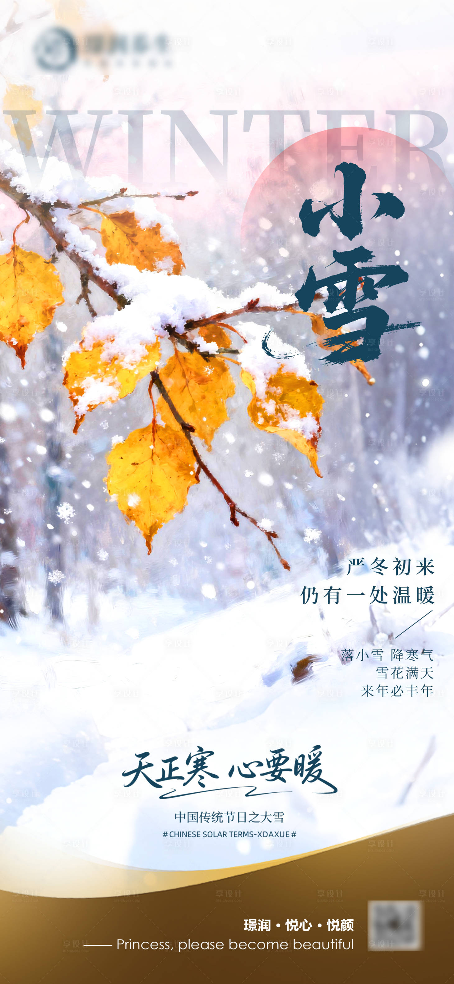 源文件下载【享设计】搜索编号：23840034101816605【美业二十四节气小雪海报】