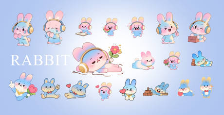 源文件下载【享设计】搜索编号：59380033931179777【兔子矢量元素卡通图案形象 】