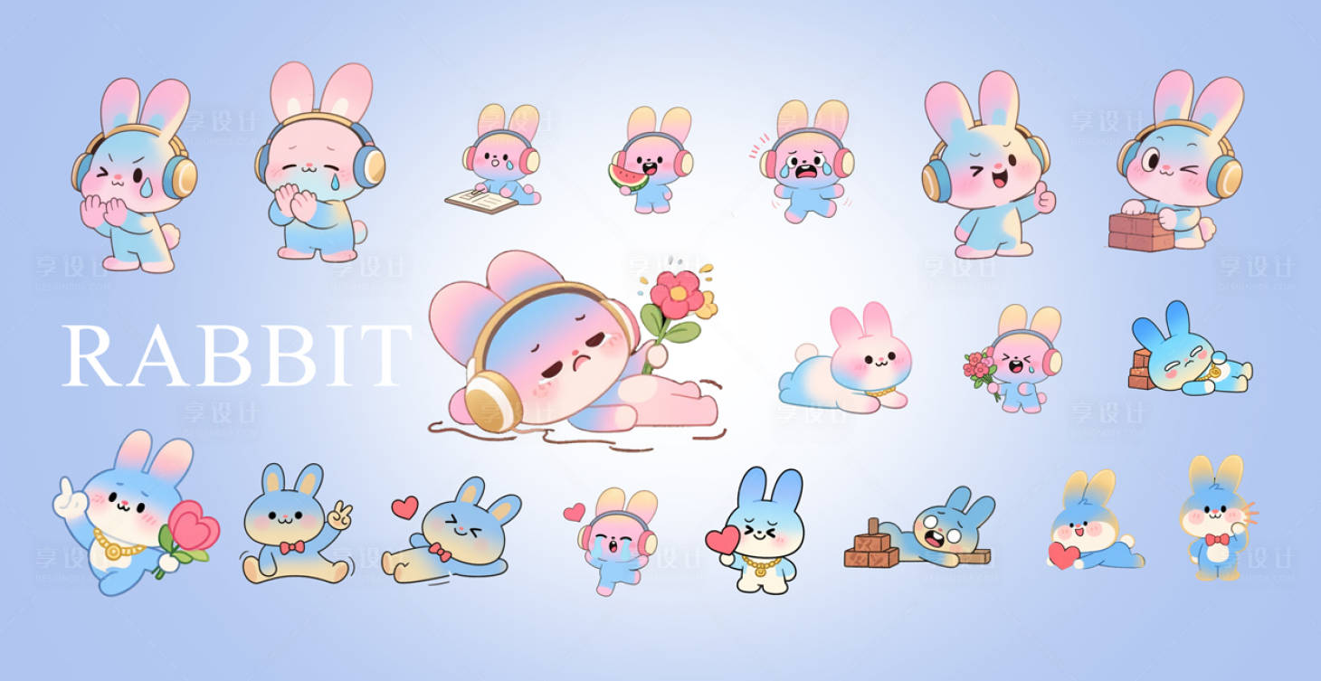源文件下载【享设计】搜索编号：59380033931179777【兔子矢量元素卡通图案形象 】